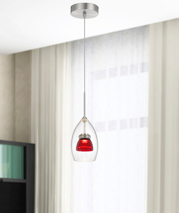 Cal Lighting UP-128-CL-REDCL LED Mini Pendant, Red Clear