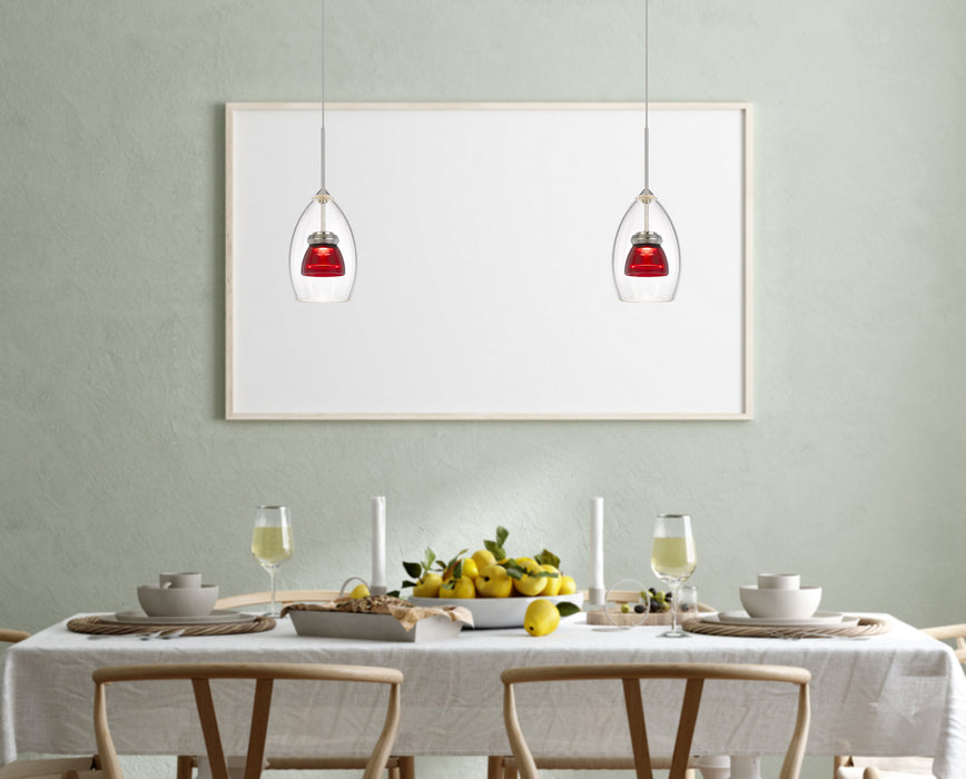 Cal Lighting UP-128-CL-REDCL LED Mini Pendant, Red Clear