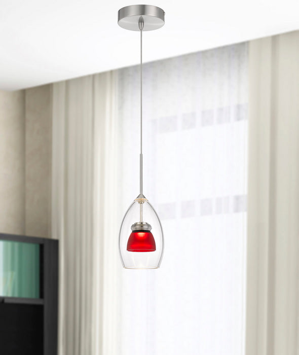 Cal Lighting UP-128-CL-REDFR LED Mini Pendant, Frosted Red