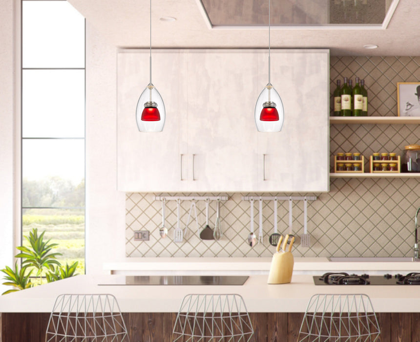 Cal Lighting UP-128-CL-REDFR LED Mini Pendant, Frosted Red