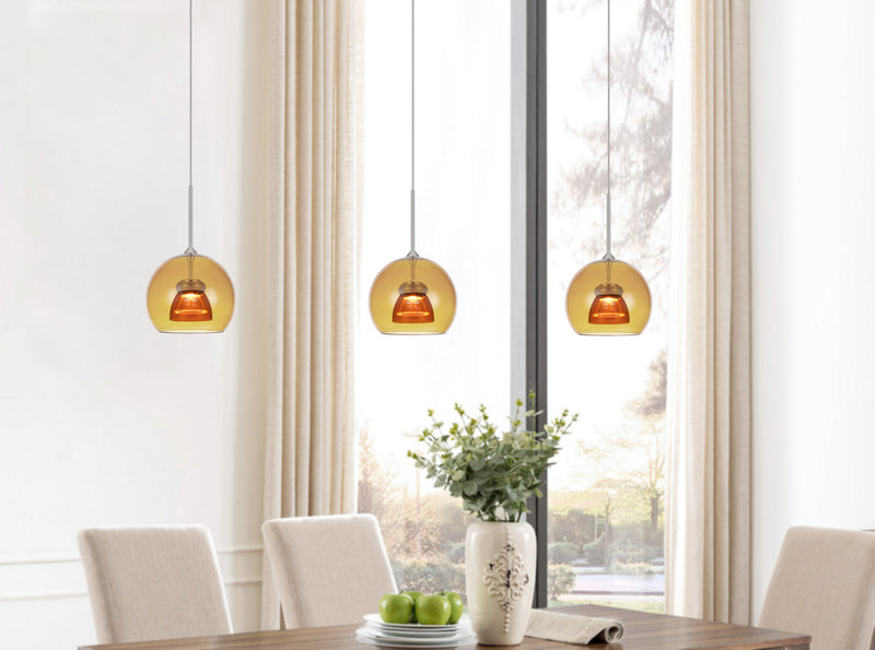 Cal Lighting UP-335-AM-AMBCL LED Mini Pendant, Amber/Yellow