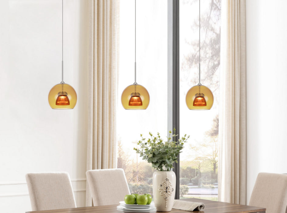 Cal Lighting UP-335-AM-AMBCL LED Mini Pendant, Amber/Yellow