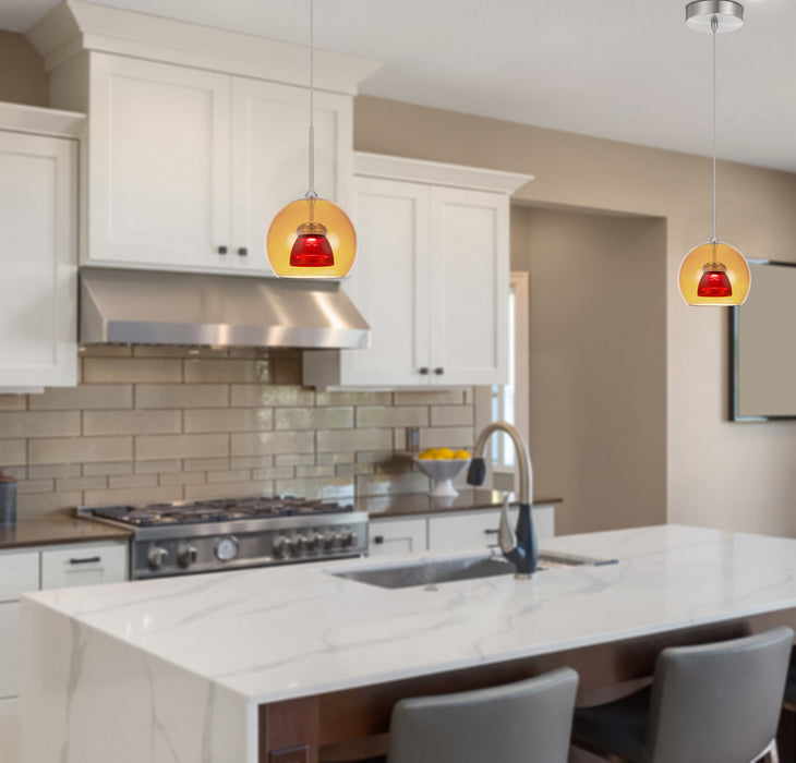 Cal Lighting UP-335-AM-REDCL LED Mini Pendant, Amber/Red