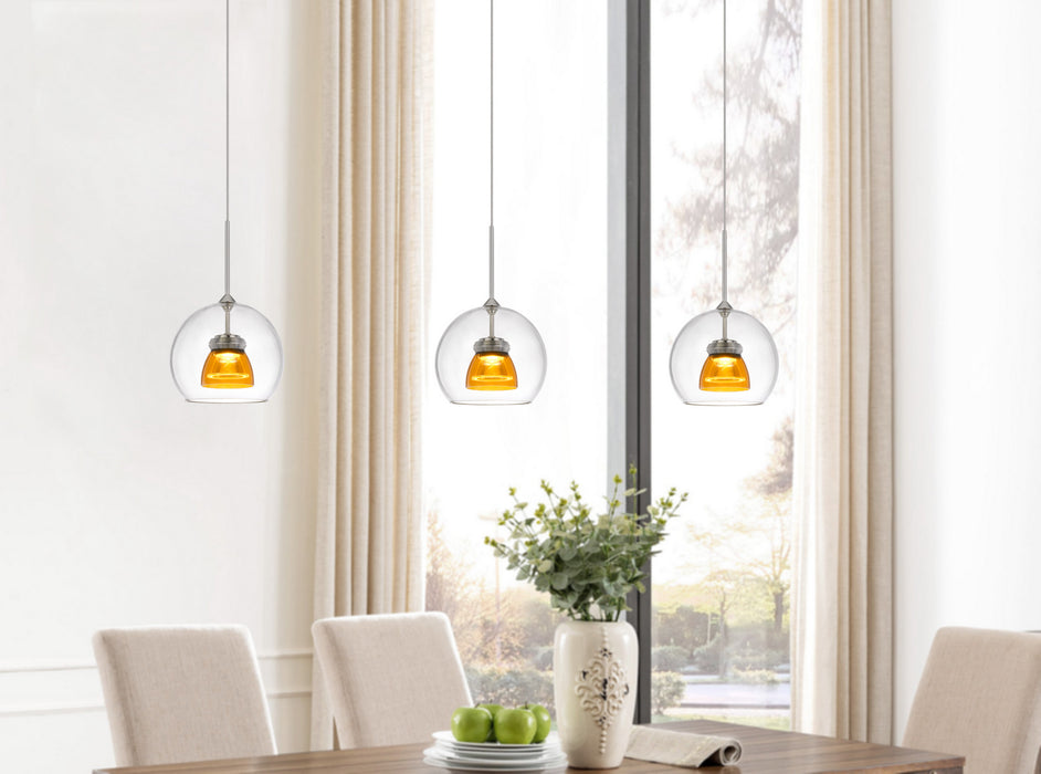 Cal Lighting UP-335-CL-AMBCL LED Mini Pendant, Clear Yellow
