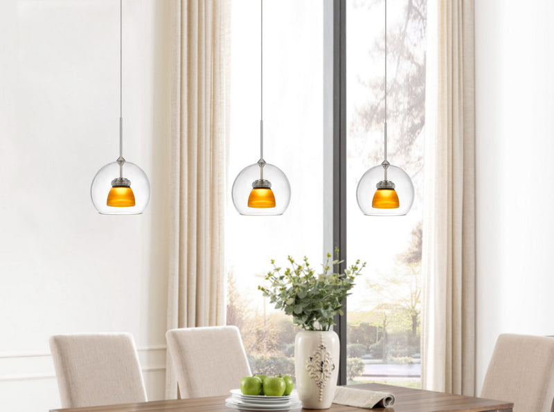 Cal Lighting UP-335-CL-AMBFR LED Mini Pendant, Frosted Yellow