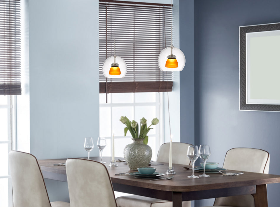 Cal Lighting UP-335-CL-AMBFR LED Mini Pendant, Frosted Yellow