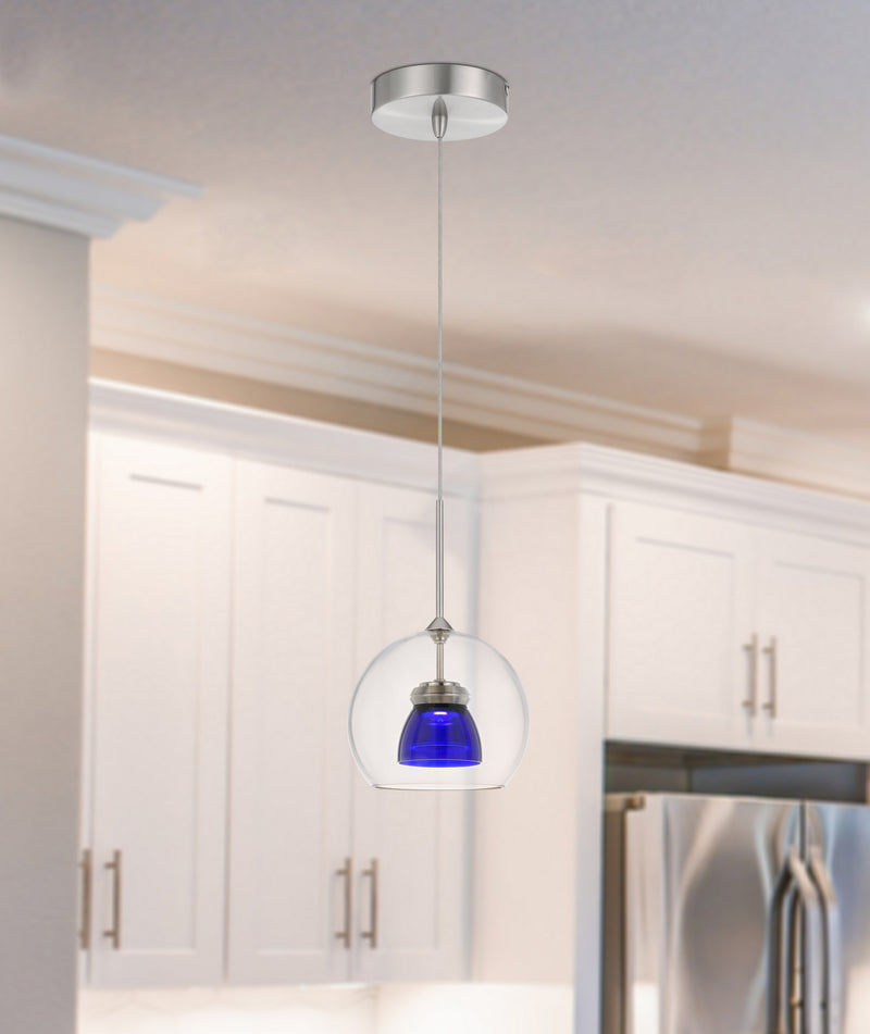 Cal Lighting UP-335-CL-BLUCL LED Mini Pendant, Clear Blue