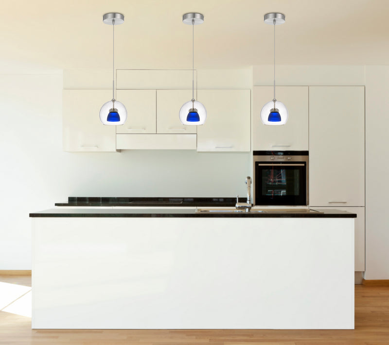 Cal Lighting UP-335-CL-BLUFR LED Mini Pendant, Frosted Blue