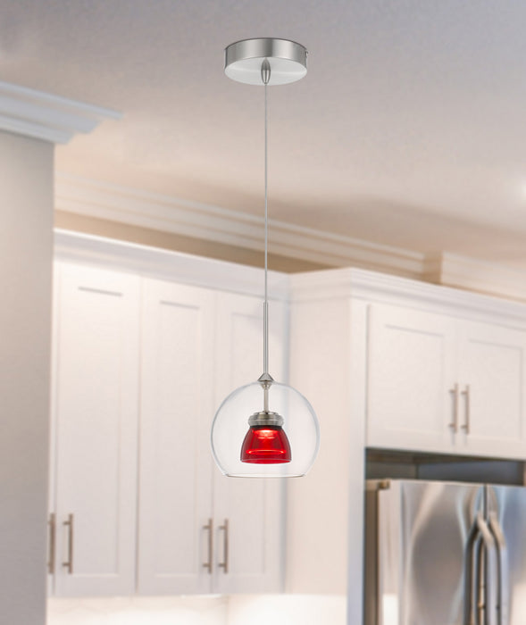 Cal Lighting UP-335-CL-REDCL LED Mini Pendant, Red Clear