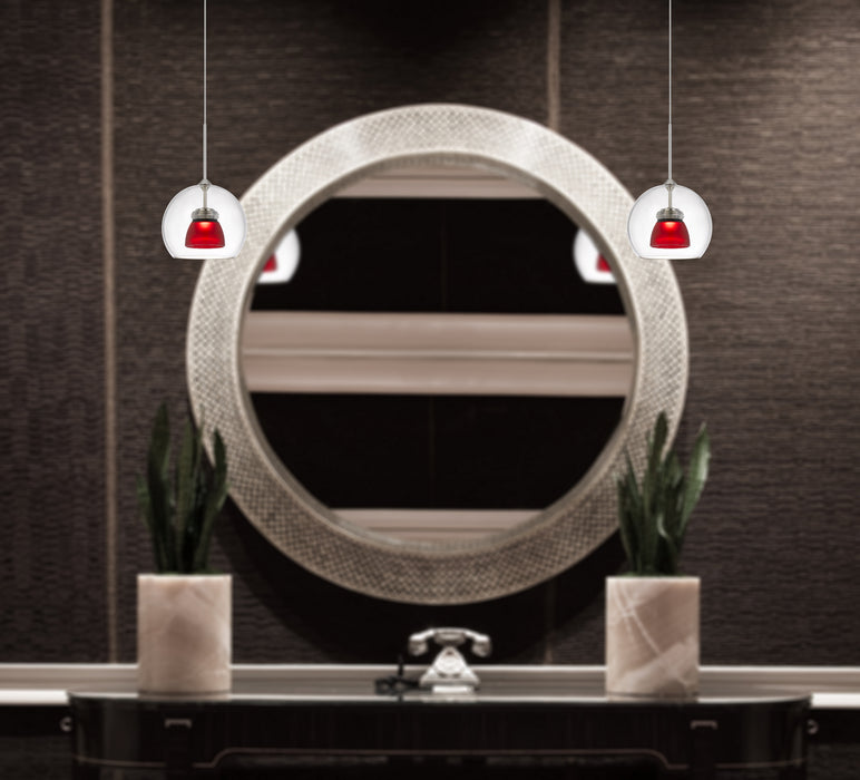 Cal Lighting UP-335-CL-REDFR LED Mini Pendant, Frosted Red