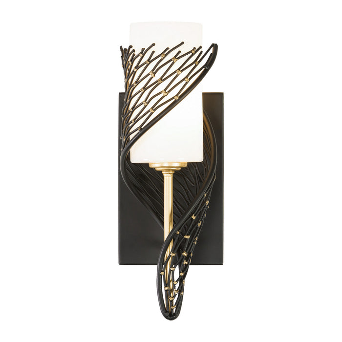 Varaluz 240K01MBFG One Light Wall Sconce, Matte Black/French Gold