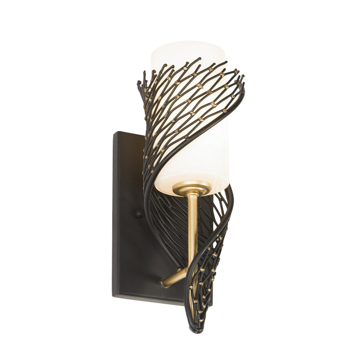 Varaluz 240K01MBFG One Light Wall Sconce, Matte Black/French Gold
