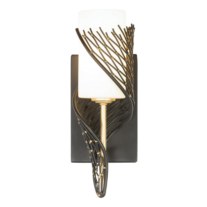Varaluz 240K01RMBFG One Light Wall Sconce, Matte Black/French Gold