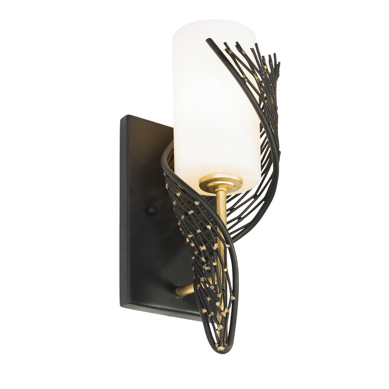 Varaluz 240K01RMBFG One Light Wall Sconce, Matte Black/French Gold