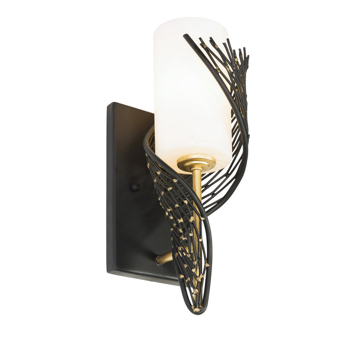 Varaluz 240K01RMBFG One Light Wall Sconce, Matte Black/French Gold