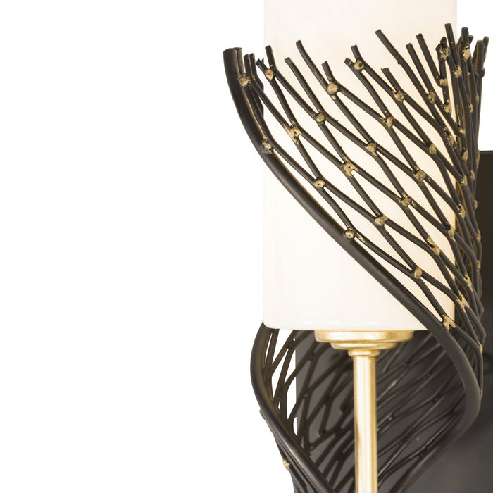 Varaluz 240K01RMBFG One Light Wall Sconce, Matte Black/French Gold