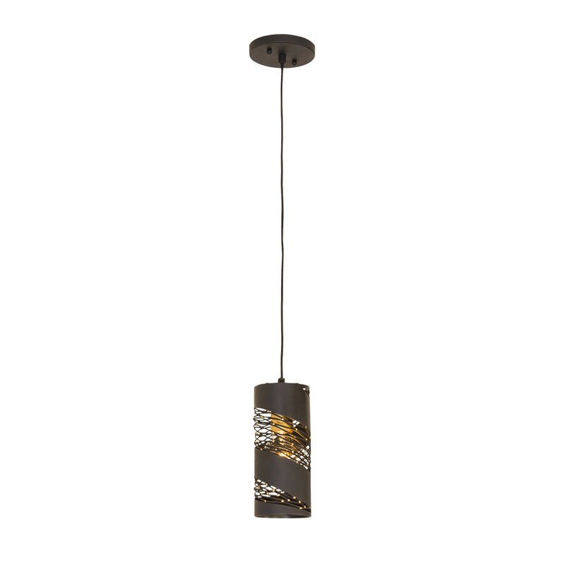 Varaluz 240M01MBFG One Light Mini Pendant, Matte Black/French Gold