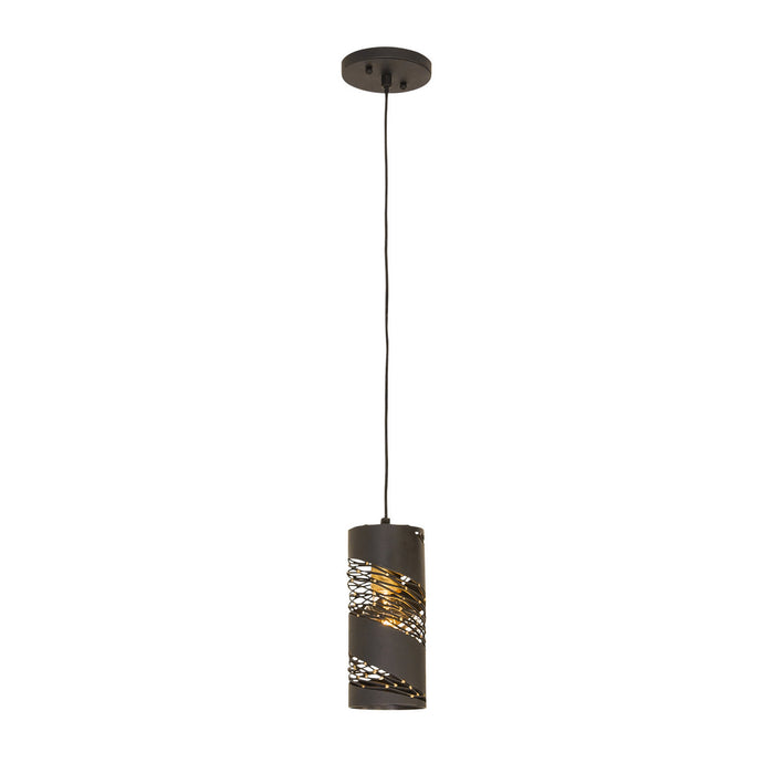 Varaluz 240M01MBFG One Light Mini Pendant, Matte Black/French Gold
