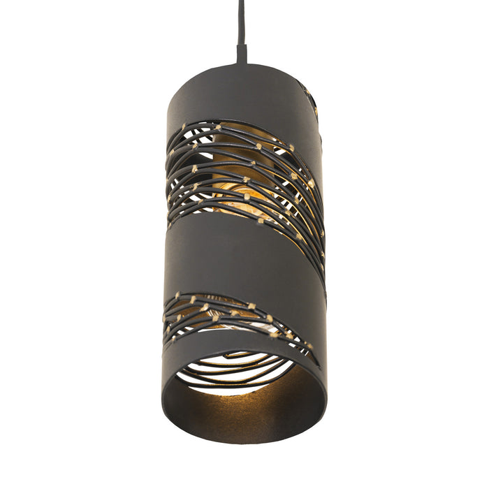 Varaluz 240M01MBFG One Light Mini Pendant, Matte Black/French Gold