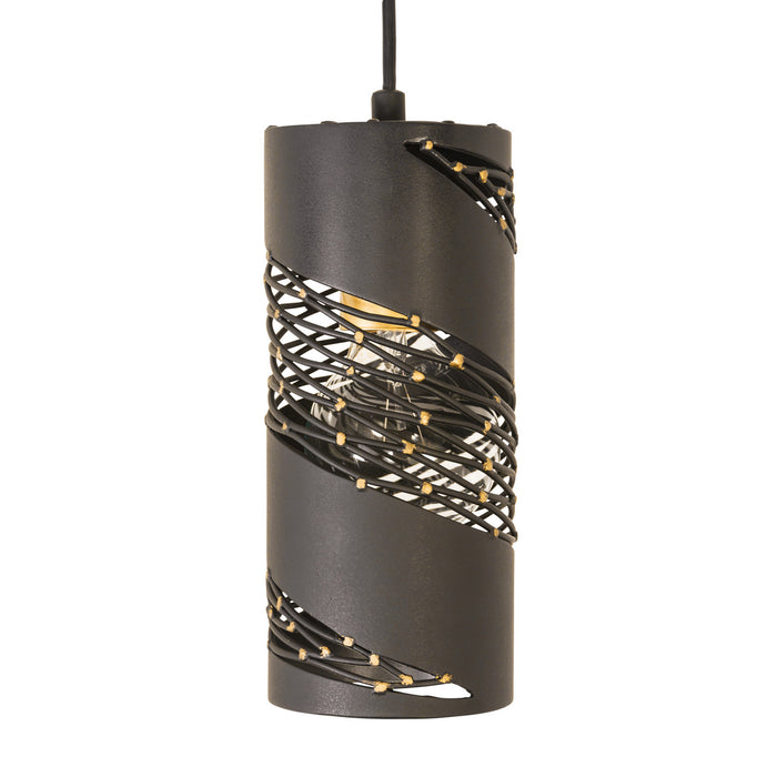Varaluz 240M01MBFG One Light Mini Pendant, Matte Black/French Gold