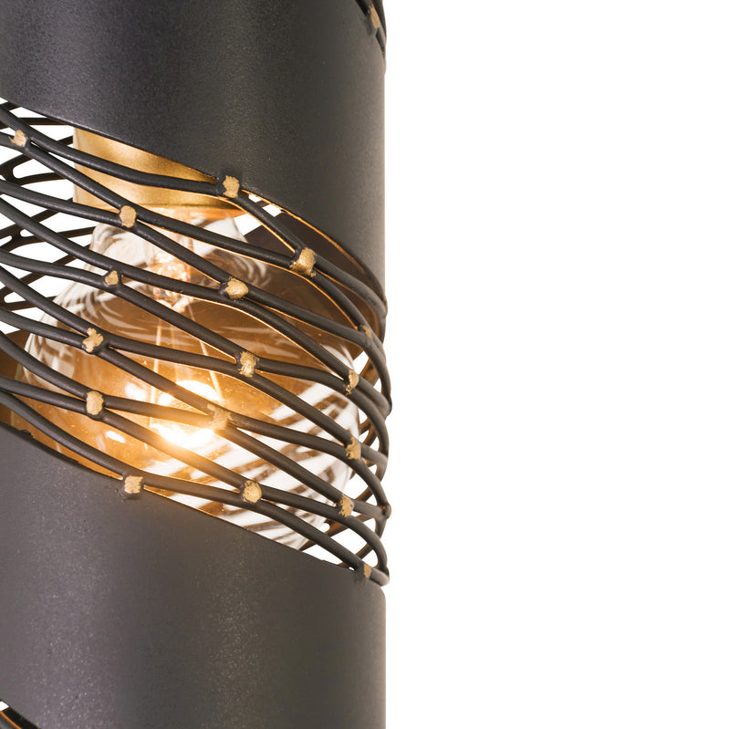 Varaluz 240M01MBFG One Light Mini Pendant, Matte Black/French Gold