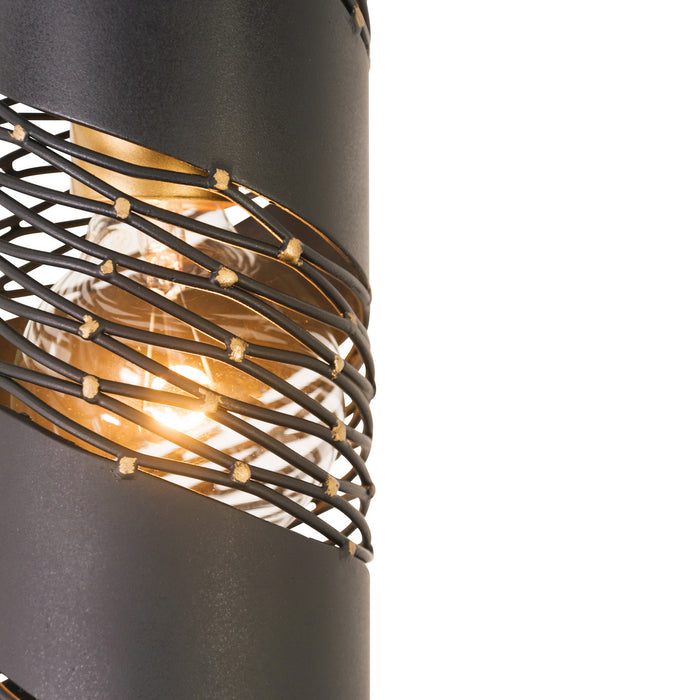 Varaluz 240M01MBFG One Light Mini Pendant, Matte Black/French Gold
