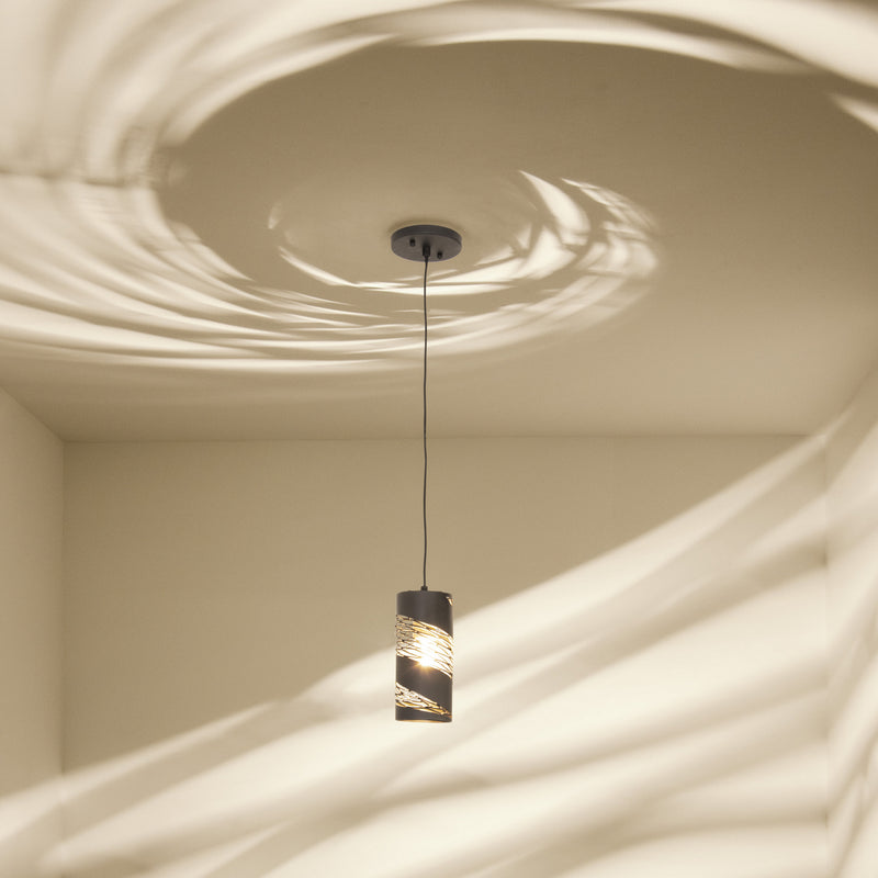 Varaluz 240M01MBFG One Light Mini Pendant, Matte Black/French Gold