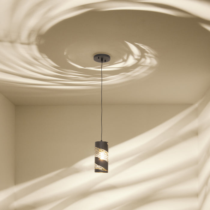 Varaluz 240M01MBFG One Light Mini Pendant, Matte Black/French Gold