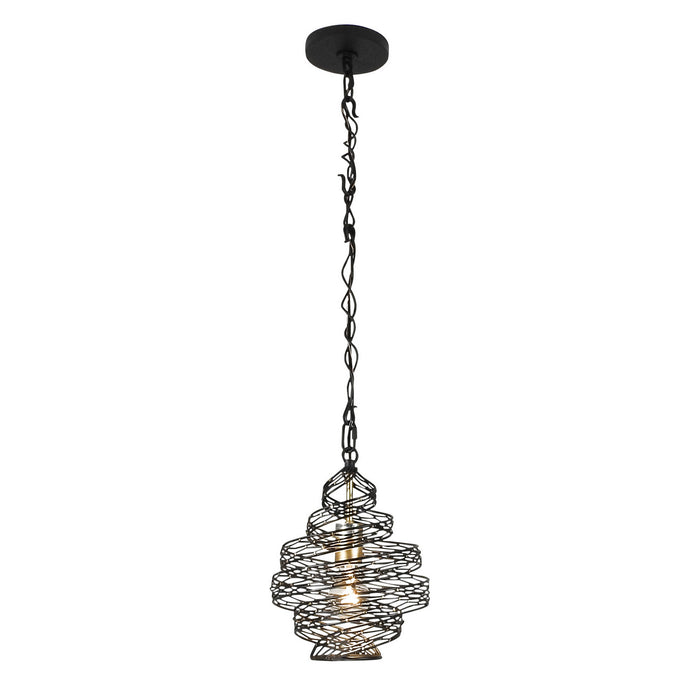 Varaluz 240P01MBFG One Light Mini Pendant, Matte Black/French Gold