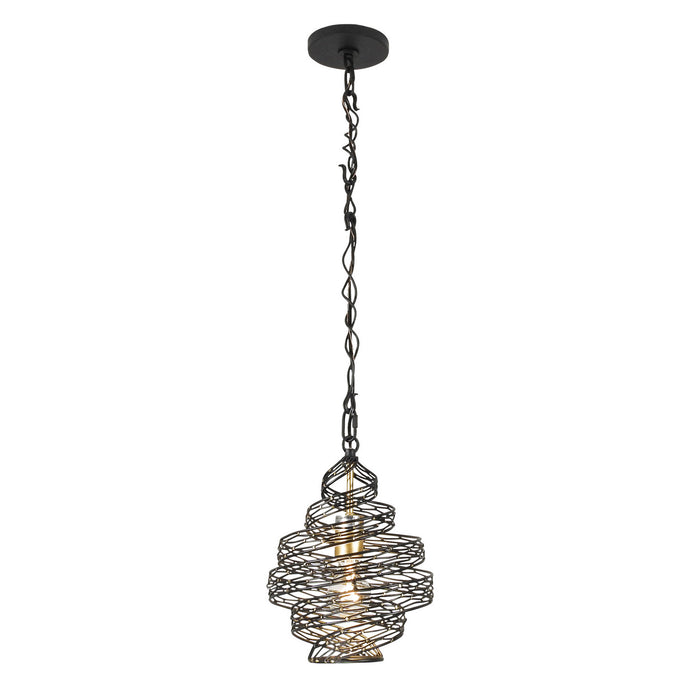 Varaluz 240P01MBFG One Light Mini Pendant, Matte Black/French Gold