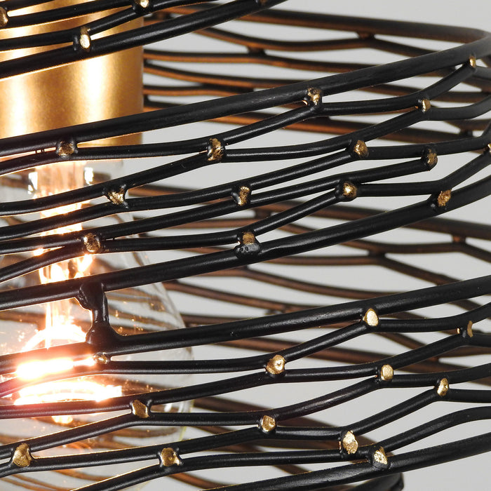 Varaluz 240P01MBFG One Light Mini Pendant, Matte Black/French Gold