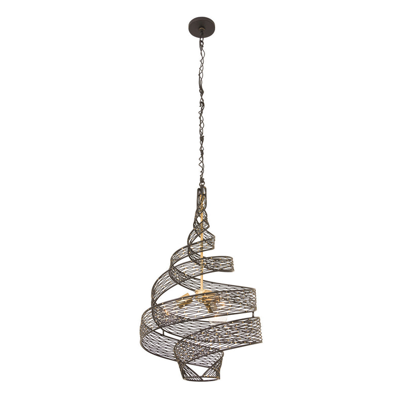Varaluz 240P03MBFG Three Light Pendant, Matte Black/French Gold