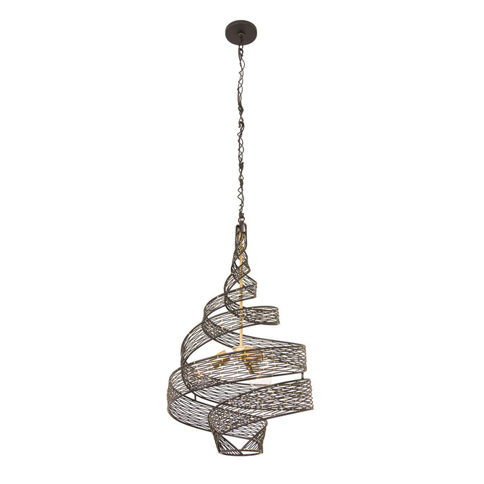Varaluz 240P03MBFG Three Light Pendant, Matte Black/French Gold