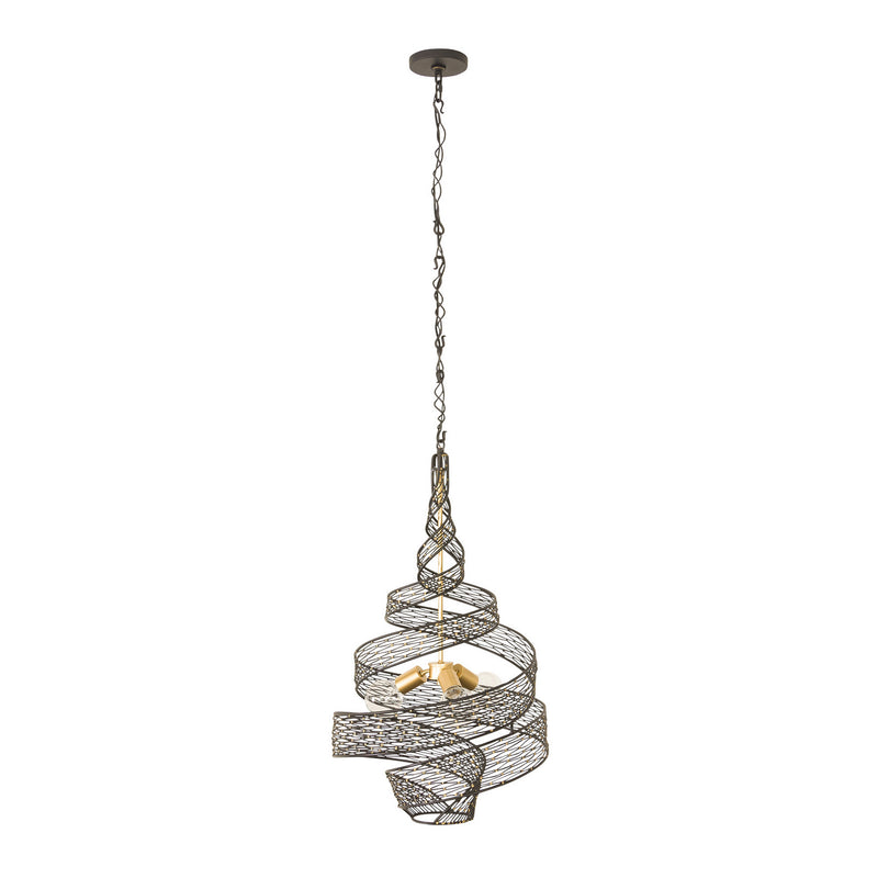 Varaluz 240P03MBFG Three Light Pendant, Matte Black/French Gold