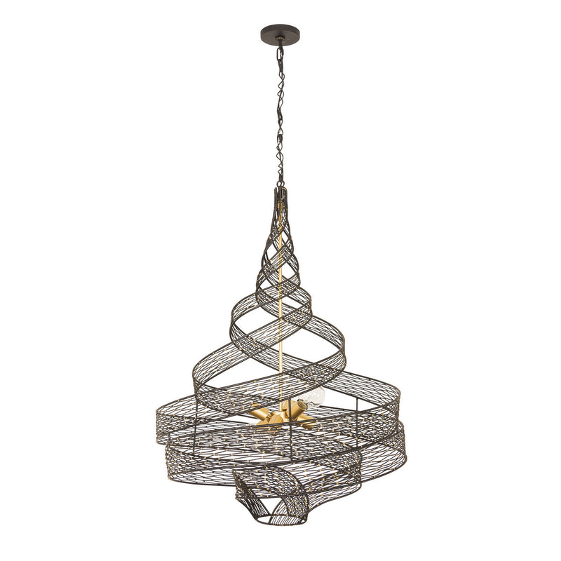 Varaluz 240P06MBFG Six Light Pendant, Matte Black/French Gold