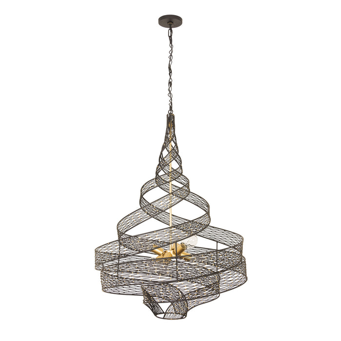 Varaluz 240P06MBFG Six Light Pendant, Matte Black/French Gold