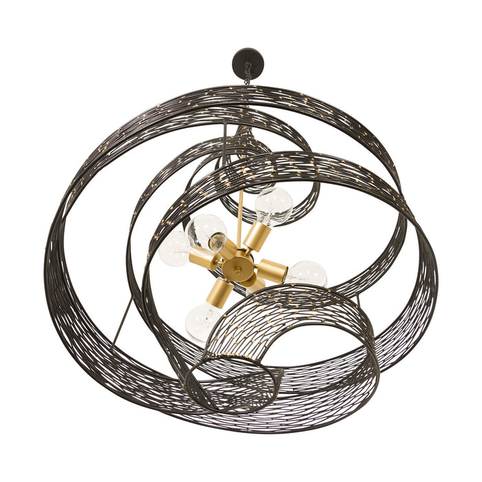 Varaluz 240P06MBFG Six Light Pendant, Matte Black/French Gold