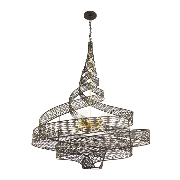 Varaluz 240P08MBFG Eight Light Pendant, Matte Black/French Gold