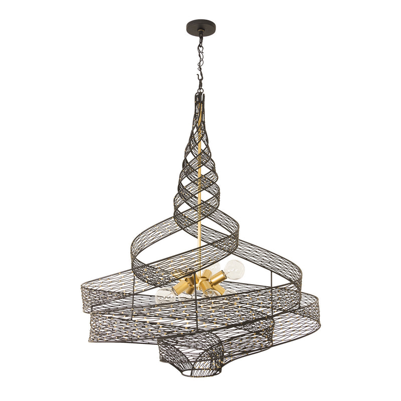 Varaluz 240P08MBFG Eight Light Pendant, Matte Black/French Gold