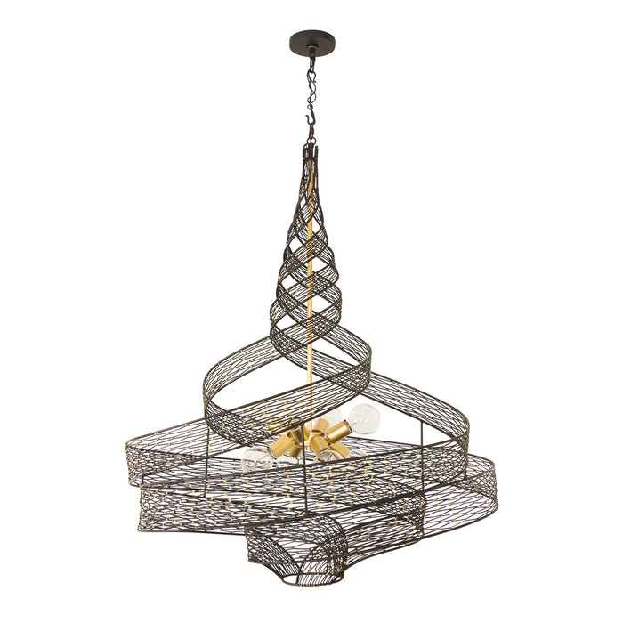 Varaluz 240P08MBFG Eight Light Pendant, Matte Black/French Gold