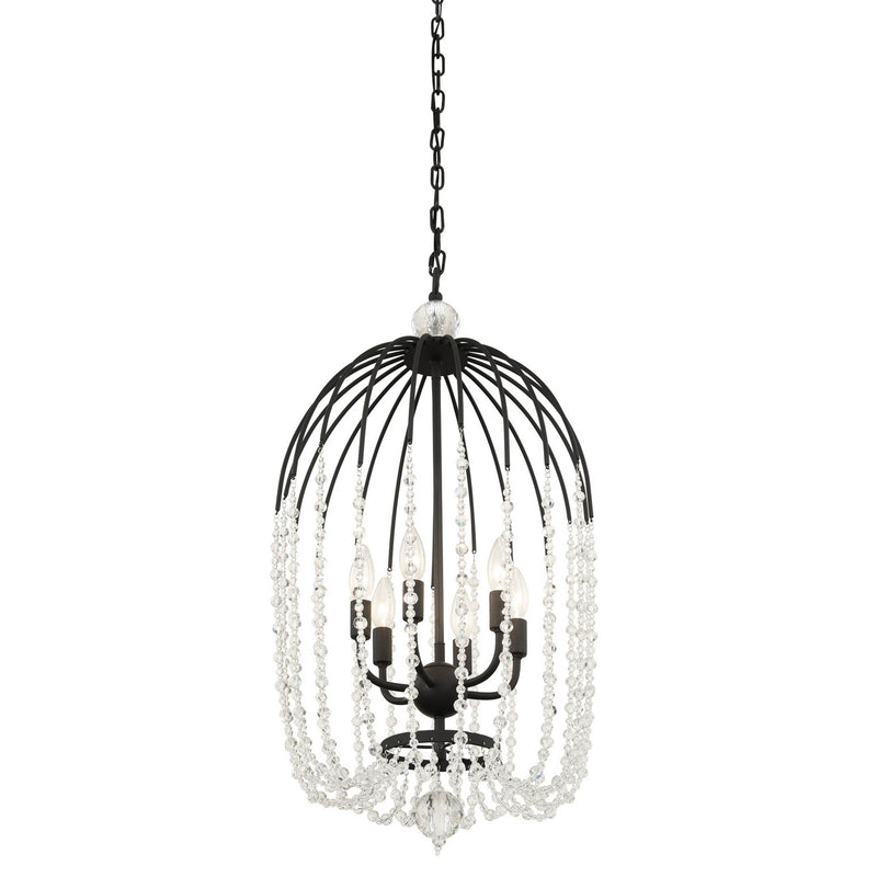 Varaluz 343F06MB Six Light Pendant, Matte Black