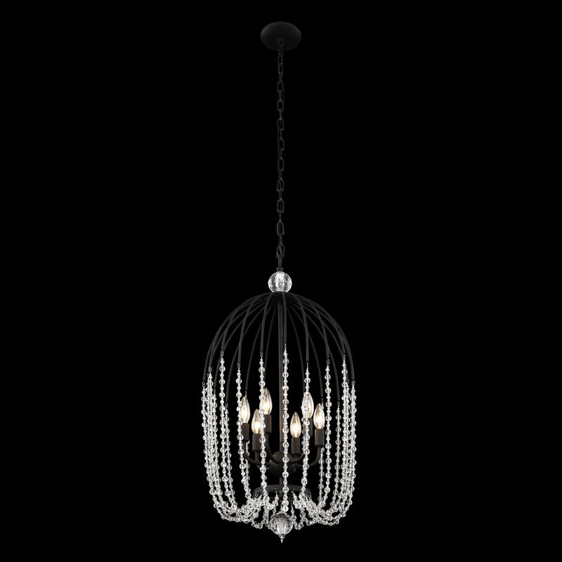 Varaluz 343F06MB Six Light Pendant, Matte Black