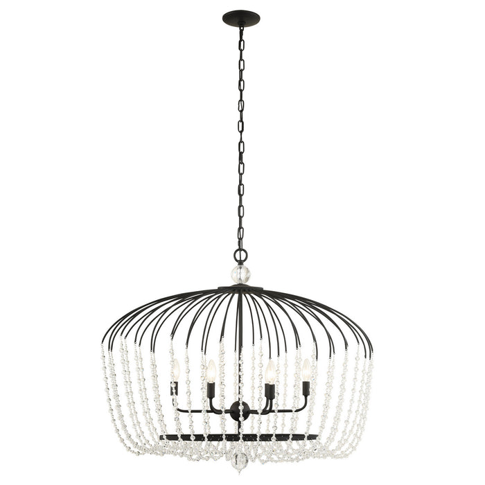 Varaluz 343N06MB Six Light Pendant, Matte Black