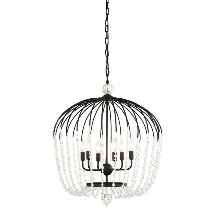 Varaluz 343P06MB Six Light Pendant, Matte Black