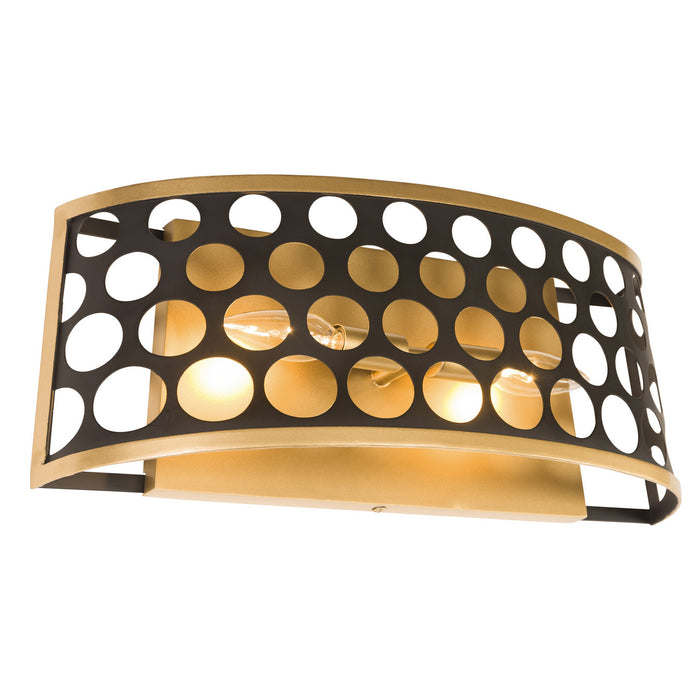Varaluz 346B02MBFG Two Light Bath, Matte Black/French Gold