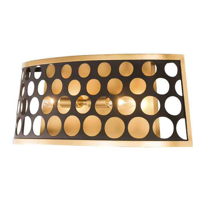 Varaluz 346B02MBFG Two Light Bath, Matte Black/French Gold