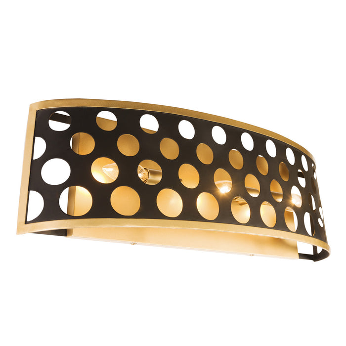 Varaluz 346B03MBFG Three Light Bath, Matte Black/French Gold