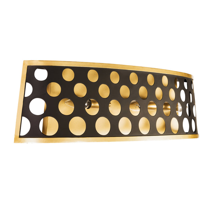 Varaluz 346B03MBFG Three Light Bath, Matte Black/French Gold