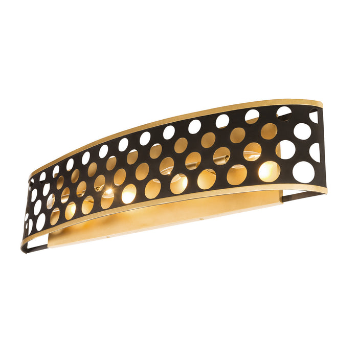 Varaluz 346B04MBFG Four Light Bath, Matte Black/French Gold