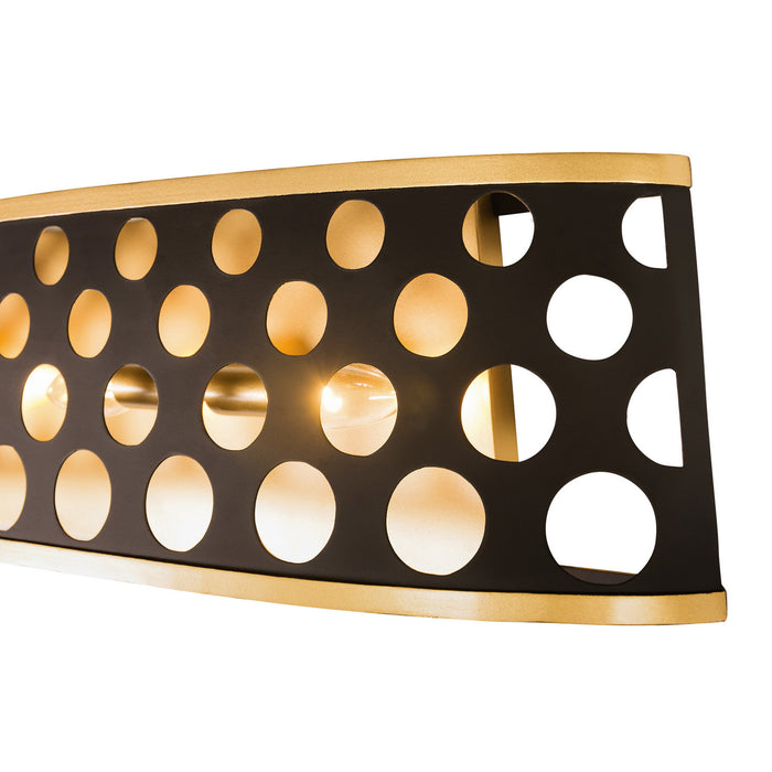 Varaluz 346B04MBFG Four Light Bath, Matte Black/French Gold